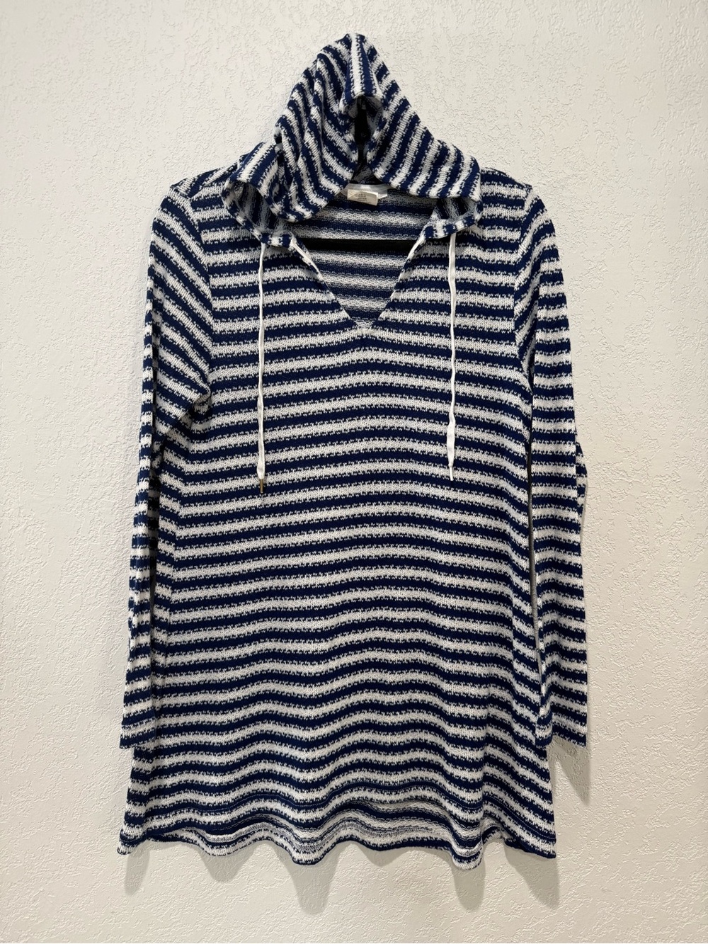 La Blanca. - Striped Hooded Pullover Sweater - Navy & White
